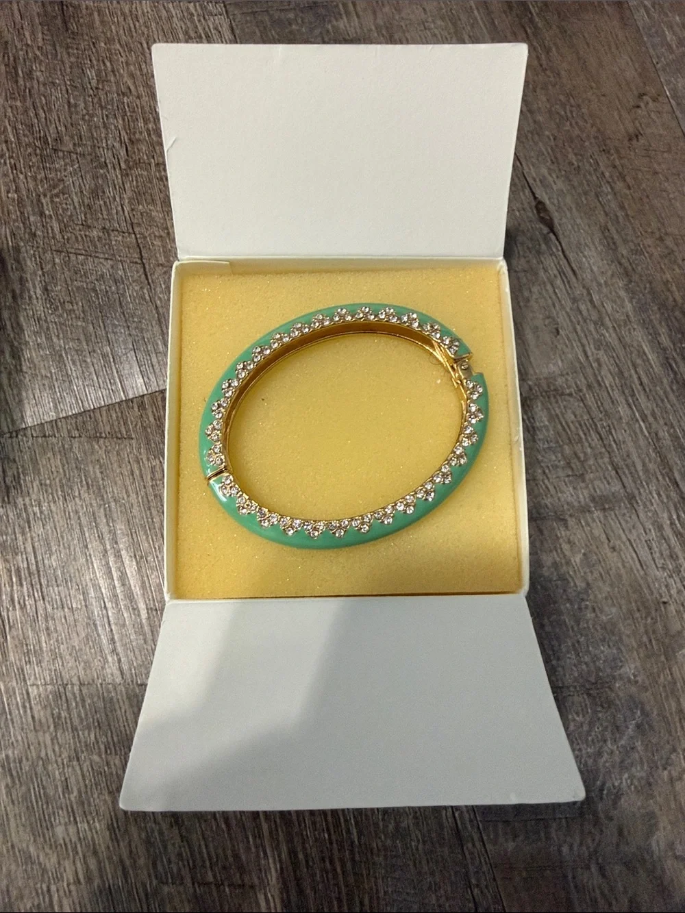Stella & Dot Enamel Crystal Bangle Bracelet Set – Mint & Ivory - Picture 9 of 10